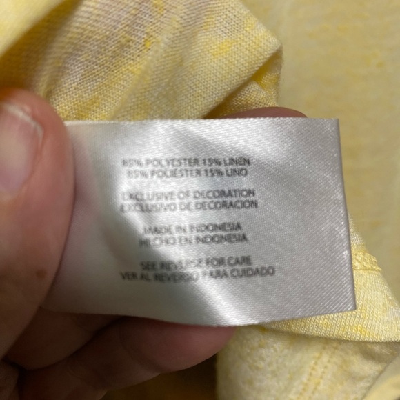 GAP LADIES SHORT SLEEVE LINEN BLEND SLUB TEE - SIZE L - NWT - YELLOW - Picture 4 of 5